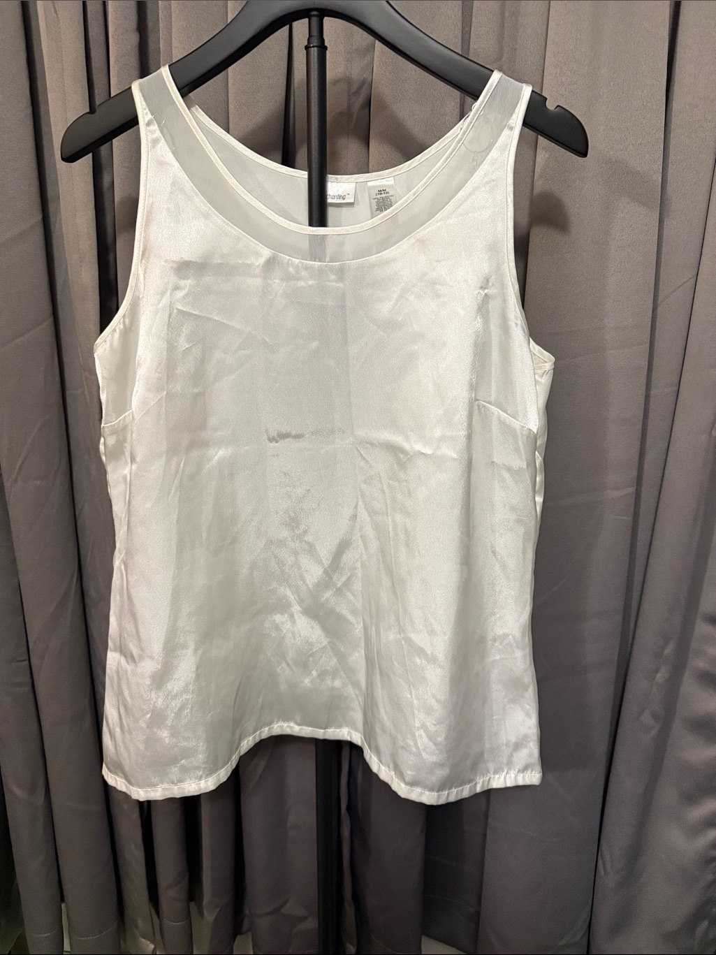 Chico's White Satin Scoop Neck Camisole